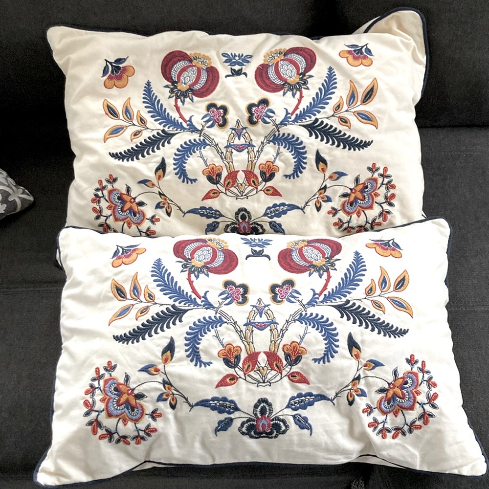 A Pair of Embroidered Pillows